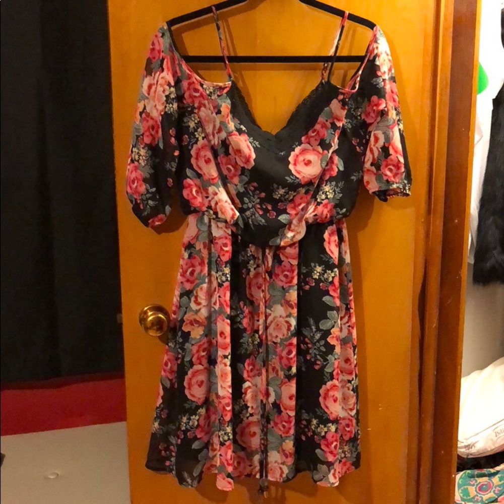 Floral print off the shoulder dress